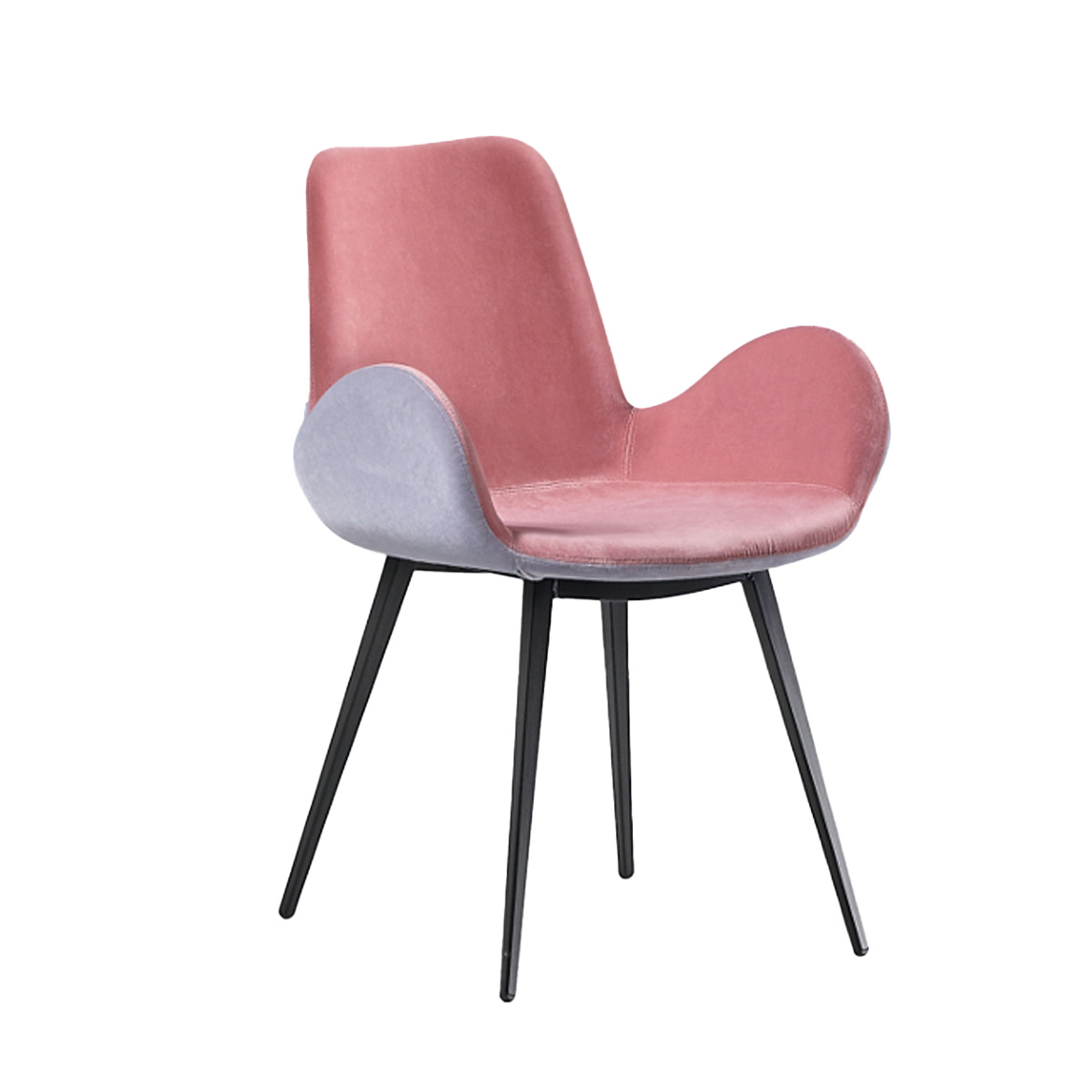 Armchair with four legs base in lacquered steel. Shell upholstered in leather, ecoleather, fabric or custom's fabric.