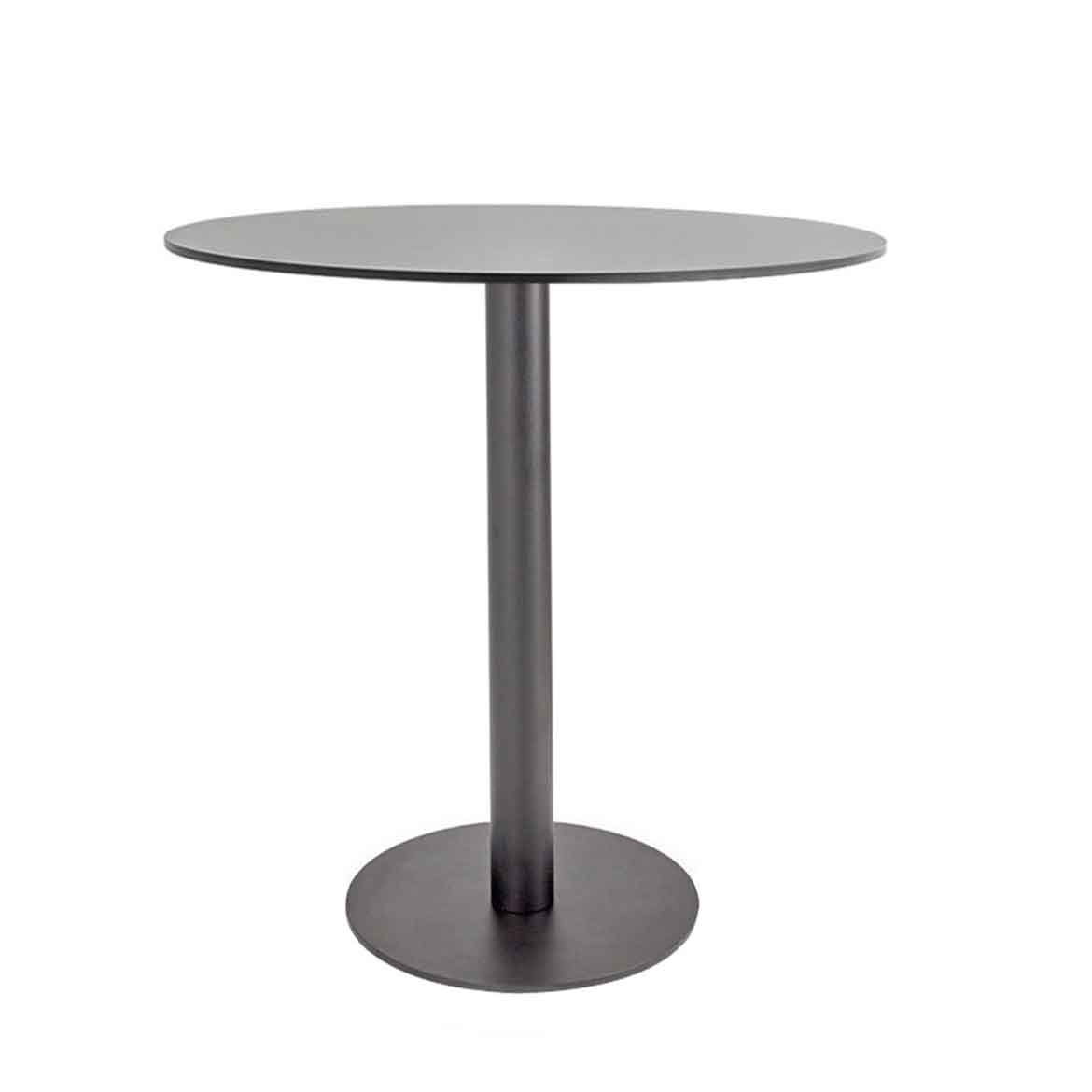 Stainless steel base, available in brushed and polished versions, also in powder coated in different colours.Max table top size: ø70