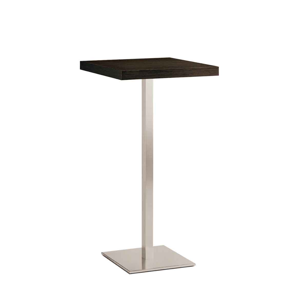 Stainless steel base, available in brushed version, also in powder coated in different colours. Max table top: 70x70 cm