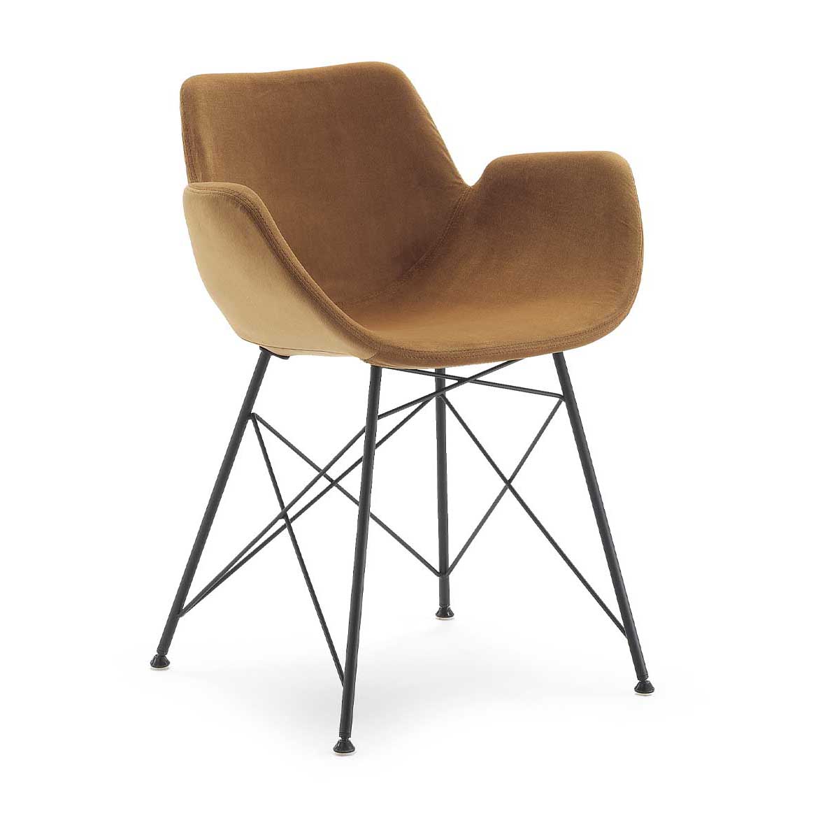 Chair with steel tube base, Ø 14 mm and 6 mm, thickness 2 mm, chromed, matt chromed or epoxy lacquered, with seat shell upholstered with high density ﬁreproof polyurethane foam.