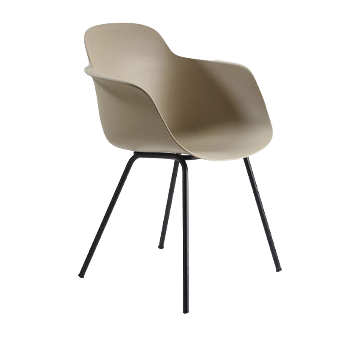 A modern armchair with polypropylene shell, also avaliable with padded seat. There are several different base options made of both metal or wood. 